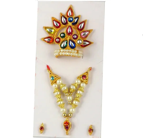 Ladu Gopal Mukut, Earing, Necklace Deity Ornament (Ladu Gopal)