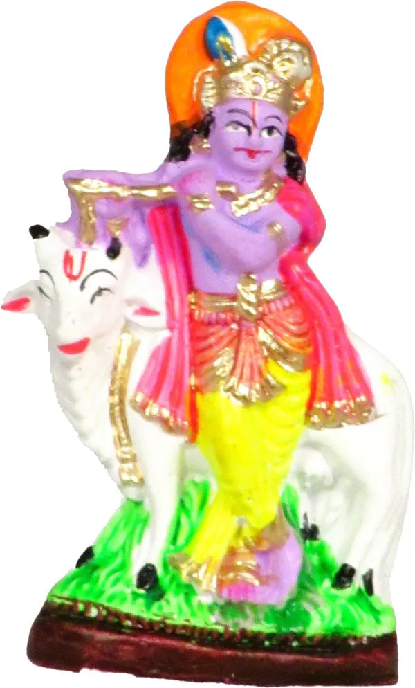 Krishna Statue | Bal Gopal Statue Decorative Showpiece - 11 Cm (Terracotta, Multicolor)