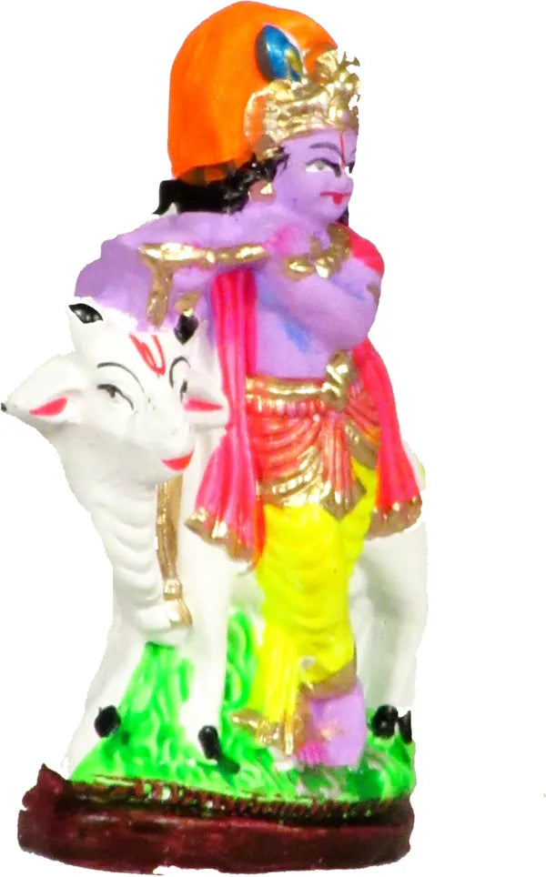 Krishna Statue | Bal Gopal Statue Decorative Showpiece - 11 Cm (Terracotta, Multicolor)