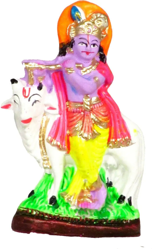 Krishna Statue | Bal Gopal Statue Decorative Showpiece - 11 Cm (Terracotta, Multicolor)