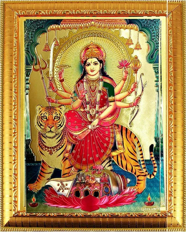 Photo & Frame Goddess Durga Ma God Photo For Pooja | Hindu Bhagwan Devi Devta Photo | God  s | Wall D????_Cor   |