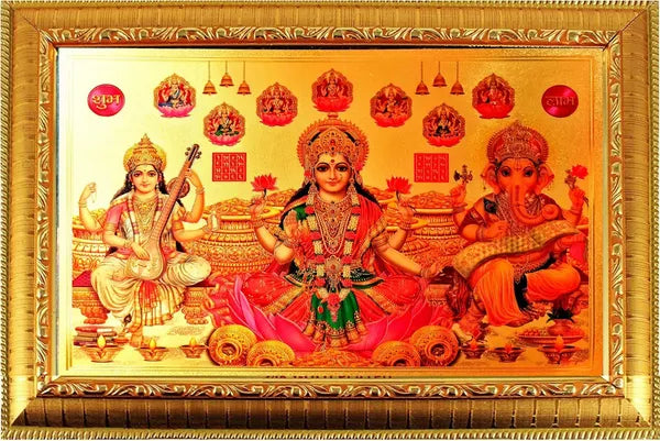 Laxmi Ganesh saraswati Photo Frame