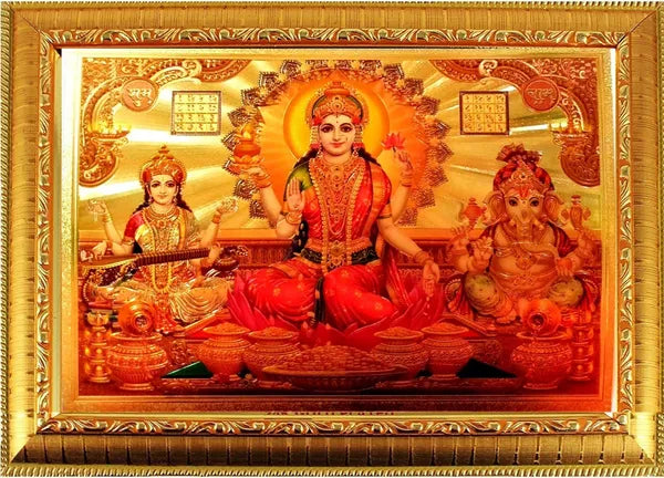 Photo & Frame Laxmi Ganesh Saraswati Photo For Pooja | Hindu Bhagwan Devi Devta Photo | God  s | Wall D????_Cor   |