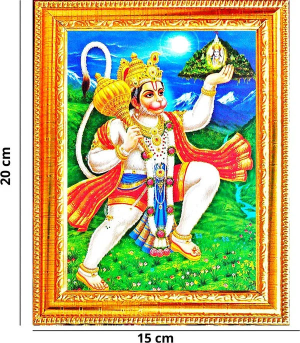 Photo & Frame Lord Hanuman Carrying Sanjeevani | Bajrang Bali Hanuman Ji | God Photo With Frame