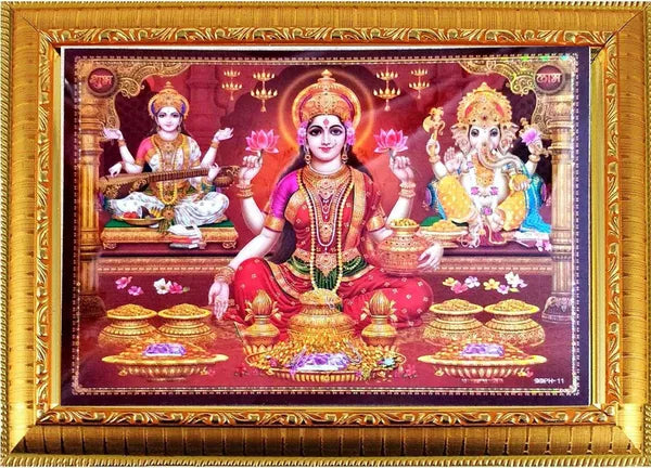 Photo & Frame Laxmi Ganesh Saraswati God  s