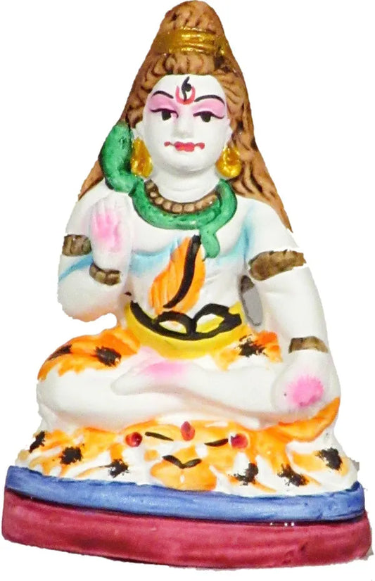 Lord Shiva Idol For Home Decorative Showpiece - 8.5 Cm (Terracotta, Multicolor)