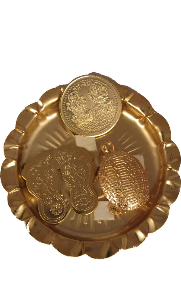 Laxmi Pooja Thali Plated Yantra (Pack Of 4)