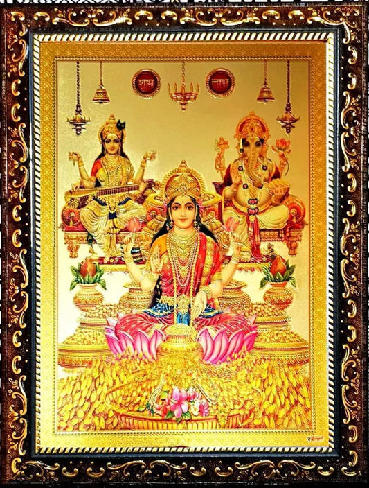 Photo & Frame God Laxmi Ganesh Saraswati Ji With Shubh Labh   |