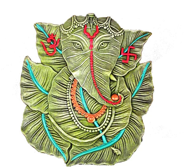 Ganesh Ji Wall Hanging | Home Decor Items | Ganesh Ji Wall Hanging Decorative Showpiece - 23 Cm (Terracotta, Green)