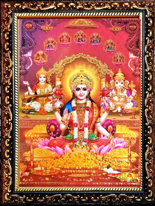 Photo & Frame God Laxmi Ganesh Saraswati With Asht Laxmi   |   | God  s