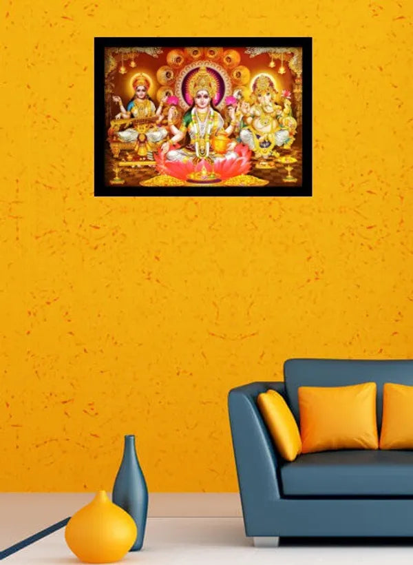 Photo & Frame Laxmi Ganesh Saraswati   ( 48 X 36 Cm )