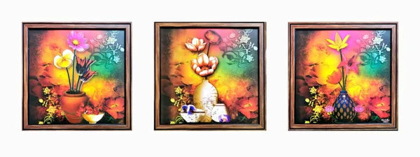 Photo & Frame 3 Wall Paintings With Frame For Living Room | Wall Decor For Home | Wall Hanging Digital Reprint 13 Inch X 13 Inch Painting (With Frame, Pack Of 3)