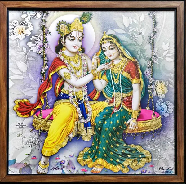 Photo & Frame 3 Radha Krishna Wall Paintings With Frame For Living Room