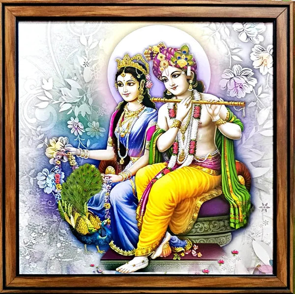 Photo & Frame 3 Radha Krishna Wall Paintings With Frame For Living Room