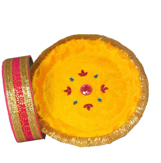 Terracotta Karwa With Karwachauth Thali | Karwachauth Pooja Thali Set Terracotta (7 Pieces, Multicolor)