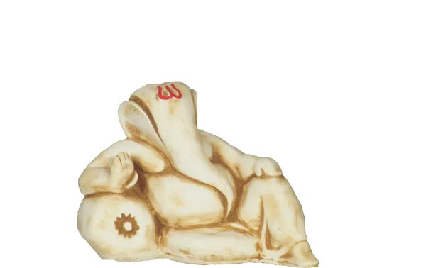 Ganesh Idol For Pooja | Home Decor Decorative Showpiece - 15 Cm (Terracotta, White)