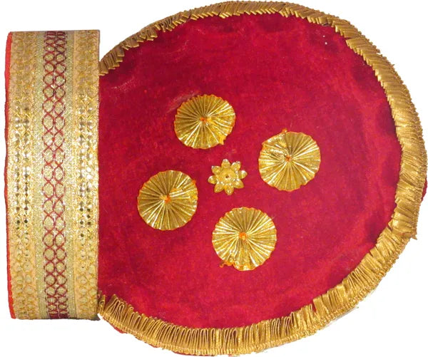 Karwa Chauth Pooja Thali Set|Karwachauth Thali Set |Karwa Chauth Thali Maroon With Karwa And Chalni Terracotta (5 Pieces, Maroon, Gold)