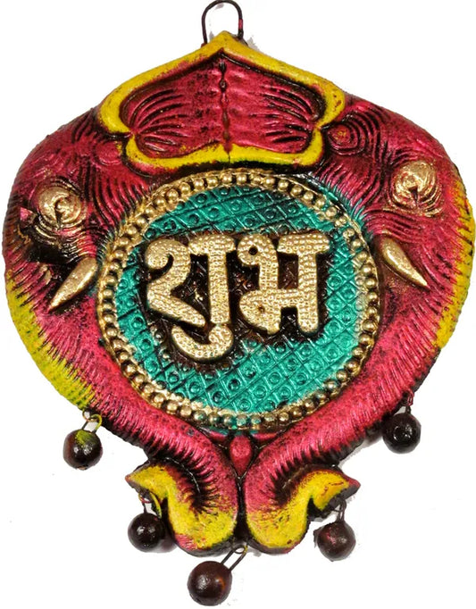 Premium Quality Handmade Terracotta Shubh Labh Wall Hanging For Home Decor Decorative Showpiece - 16 Cm (Terracotta, Multicolor)