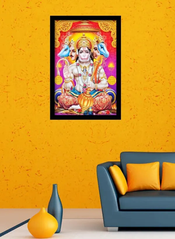 Photo & Frame Panchmukhi Hanuman   |God   (45 X 32 Cm )