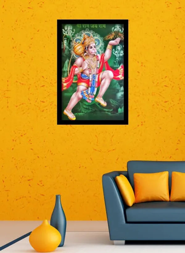 Photo & Frame Hanuman Ji   | Bajrang Bali Hanuman Ji God Photo With Frame For Pooja|Big Size Photo |