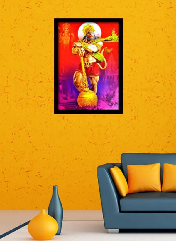 Photo & Frame Hanuman Ji   Big Size 48 X 32 Cm