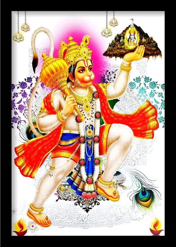 Photo & Frame Big Size Poster Of Hanuman Ji With Frame (48 X 34 Cm )| God  s | Hindu God Photo | Bhagwan Photo