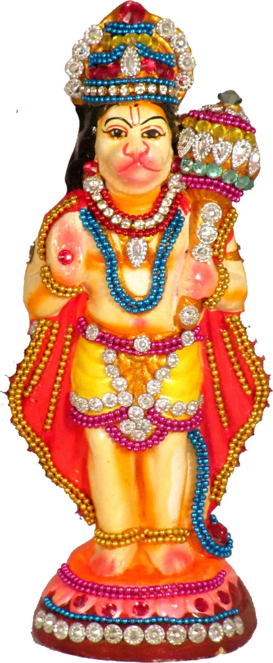 Terracotta Hanuman Ji Murti For Home | Hanuman Idol Decorative Showpiece - 16 Cm (Terracotta, Multicolor)