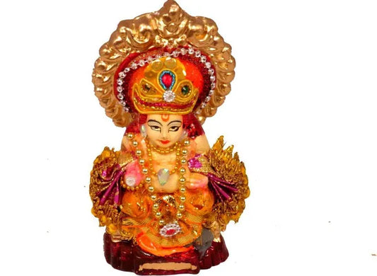 Kuber Murti Dhan Laxmi Kuber Statue | Kuber Ji Murti For Home Temple Poojan Use Decorative Showpiece - 6 Cm (Clay, Multicolor)