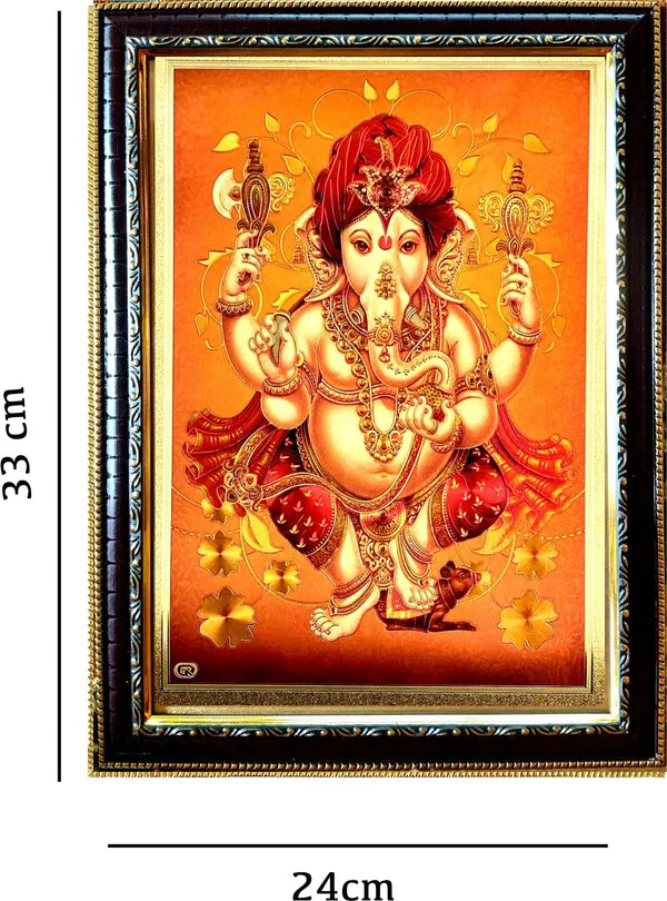 Photo & Frame Gold Foil Embossed Ganesha   (33 X 24 Cm )