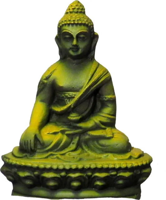 Buddha Statue For Home Decor Decorative Showpiece - 10 Cm (Terracotta, Green)