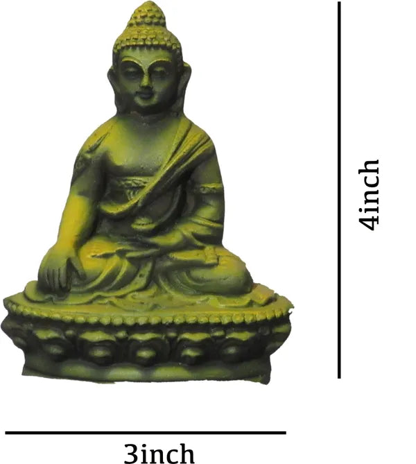 Buddha Statue For Home Decor Decorative Showpiece - 10 Cm (Terracotta, Green)