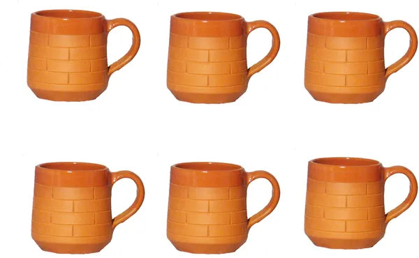 Pack Of 6 Terracotta Ecofriendly And Reusable Terracotta Cup Set (Brown, Cup Set)