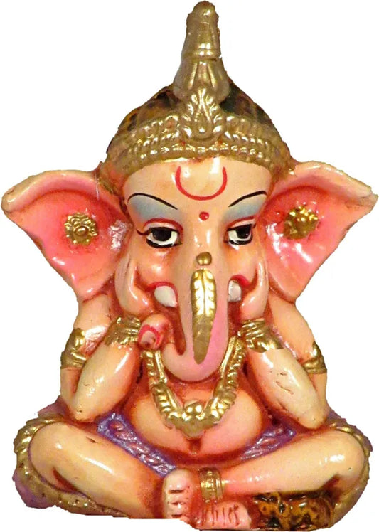 Ganesh Idol For Pooja Room | Terracotta Ganesh Idol Decorative Showpiece - 9 Cm (Clay, Multicolor)