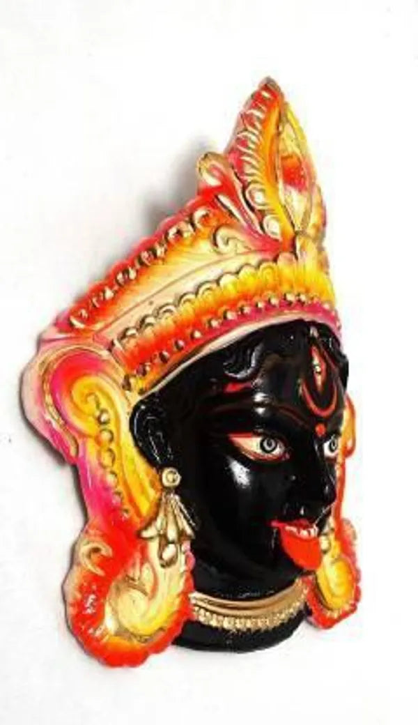 Kali Maa Face Wall Hanging Decorative Showpiece - 17 Cm (Terracotta, Multicolor)