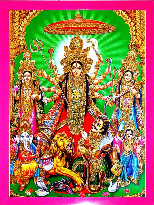 Photo & Frame Laxmi Ji, Durga Mata & Kali Maa, Saraswati Ji With Mahishasura| Goddess