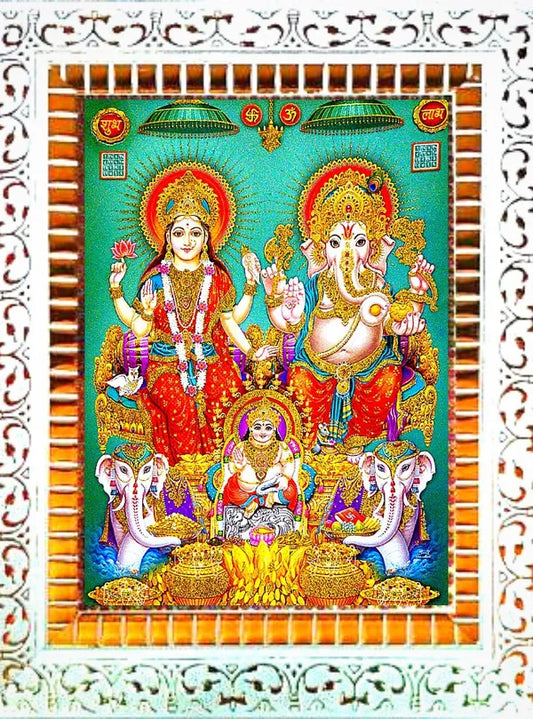 Photo & Frame Laxmi Kuber Ganesh