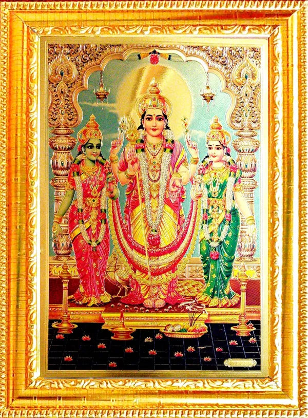 Photo & Frame Lord Murugan And His Two Wives ??_ Valli And Devasena