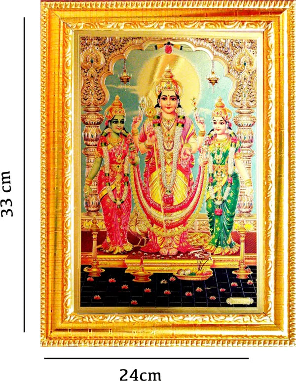 Photo & Frame Lord Murugan And His Two Wives ??_ Valli And Devasena