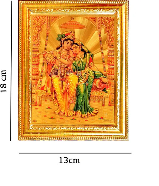 Photo & Frame Gold Foil Embossed Radha Krishna   |