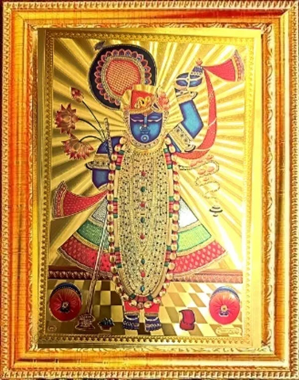 Photo & Frame SUNINOW Gold foil embossed lord Shreenathji   ( 33 x 24 cm )