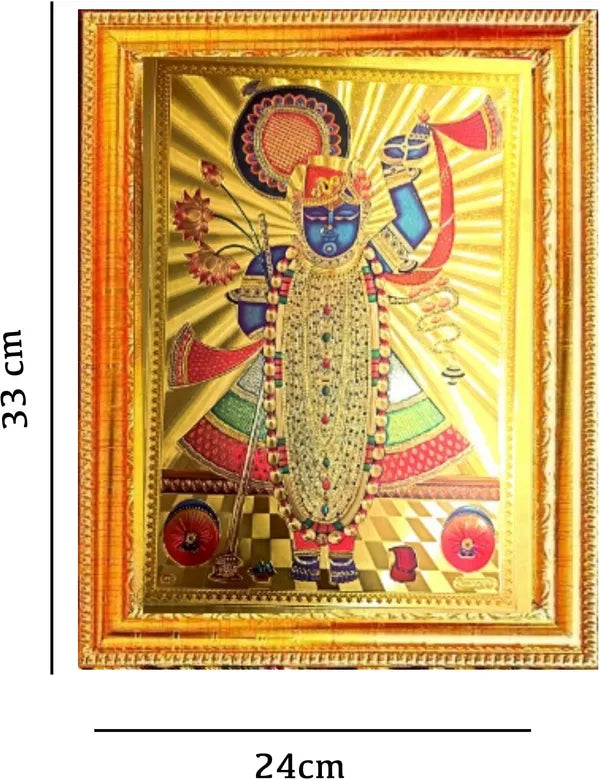 Photo & Frame SUNINOW Gold foil embossed lord Shreenathji   ( 33 x 24 cm )