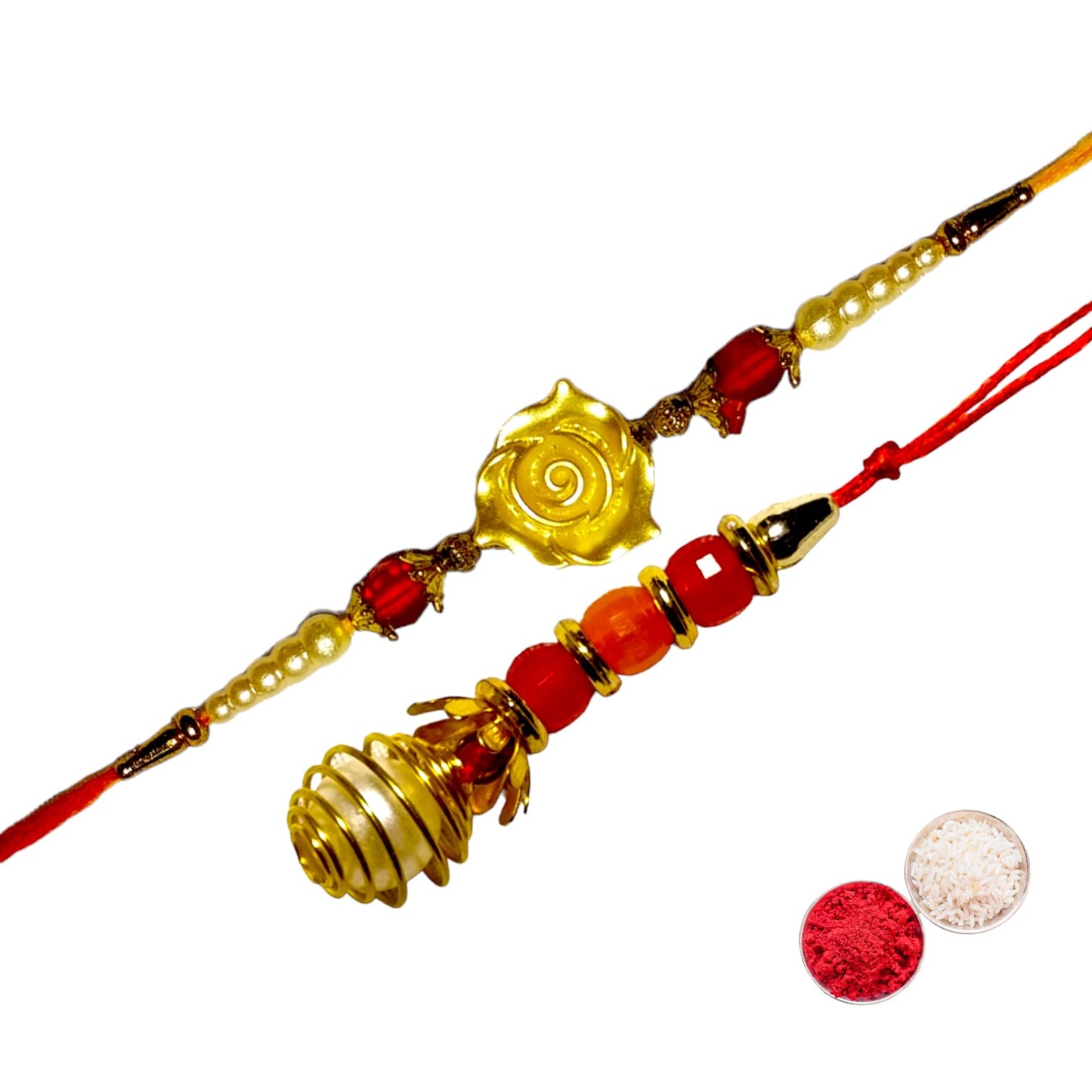 Bhaiya Bhabhi Zardosi Rakhi Set  (1 rakhi for brother , 1 rakhi for bhabhi)