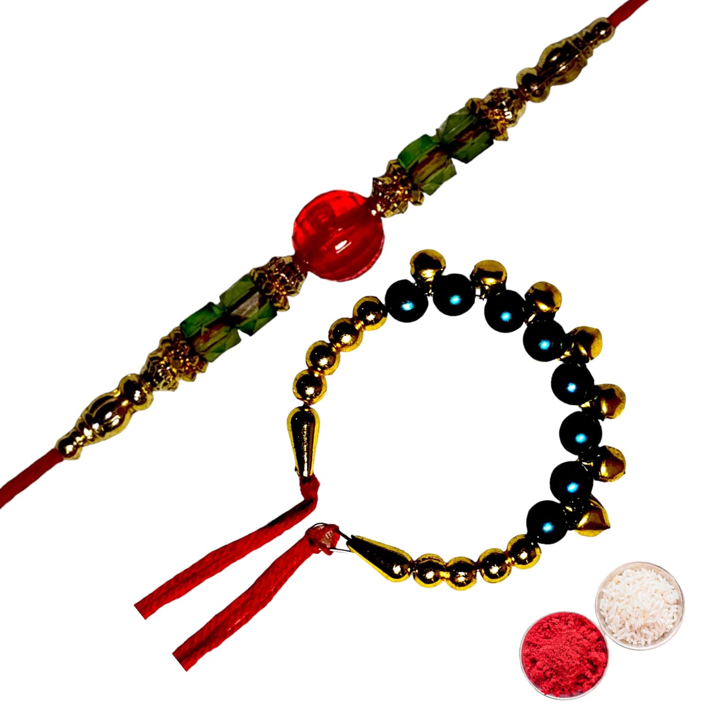 Bhaiya Bhabhi Zardosi Rakhi Set  (1 rakhi for brother , 1 rakhi for bhabhi)