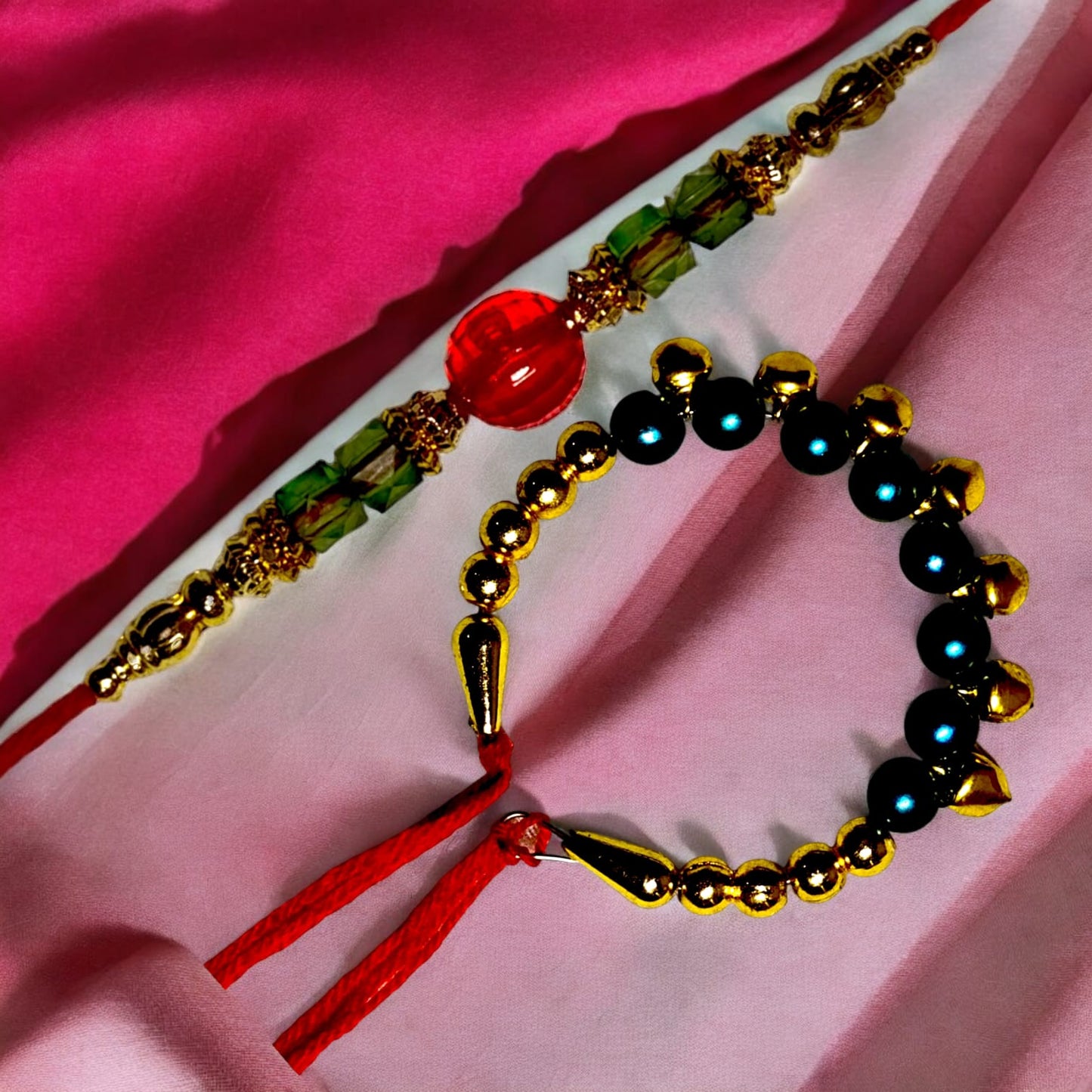 Bhaiya Bhabhi Zardosi Rakhi Set  (1 rakhi for brother , 1 rakhi for bhabhi)