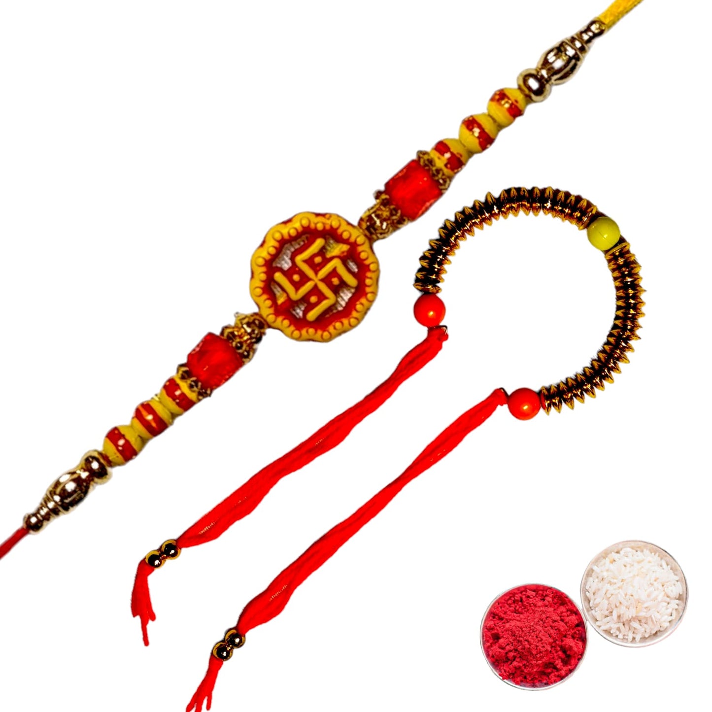 Bhaiya Bhabhi Zardosi Rakhi Set  (1 rakhi for brother , 1 rakhi for bhabhi)