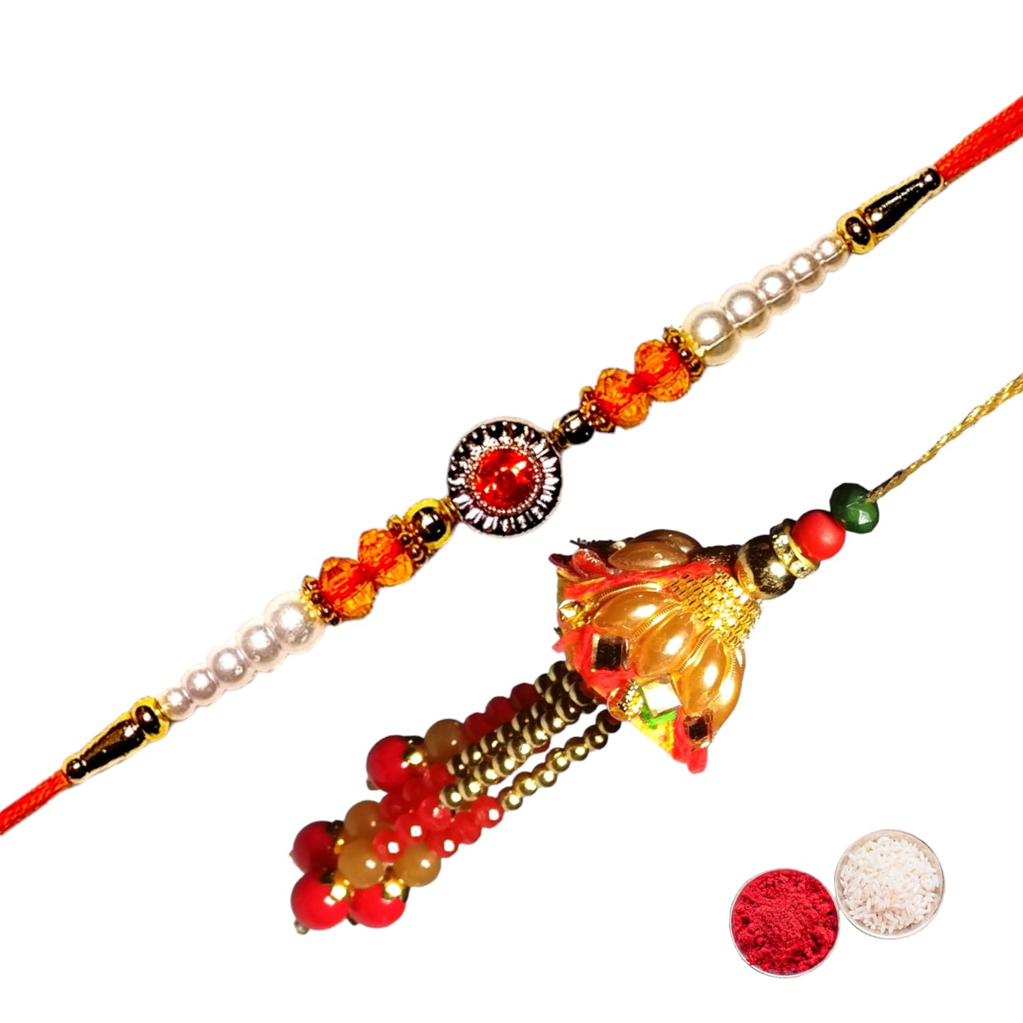 Zardosi Rakhi Set  (1 rakhi for brother , 1 rakhi for bhabhi)