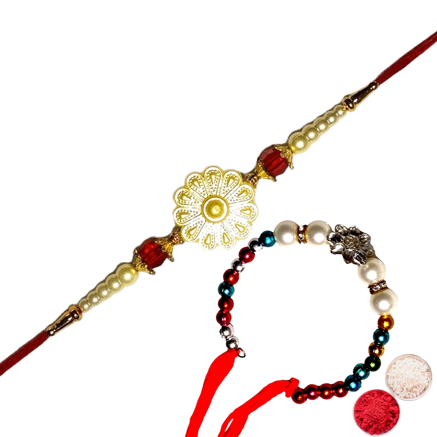 Bhaiya Bhabhi Zardosi Rakhi Set  (1 rakhi for brother , 1 rakhi for bhabhi)