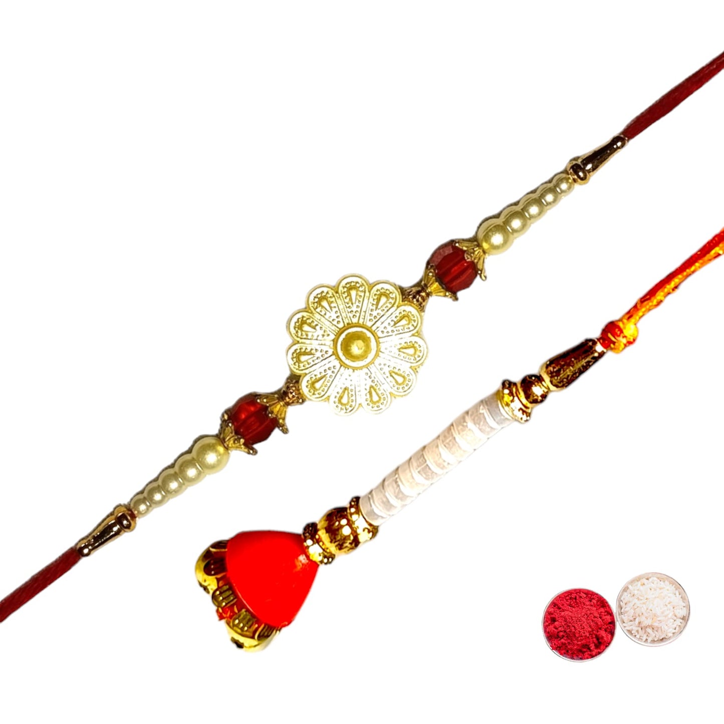 Bhaiya Bhabhi Zardosi Rakhi Set  (1 rakhi for brother , 1 rakhi for bhabhi)