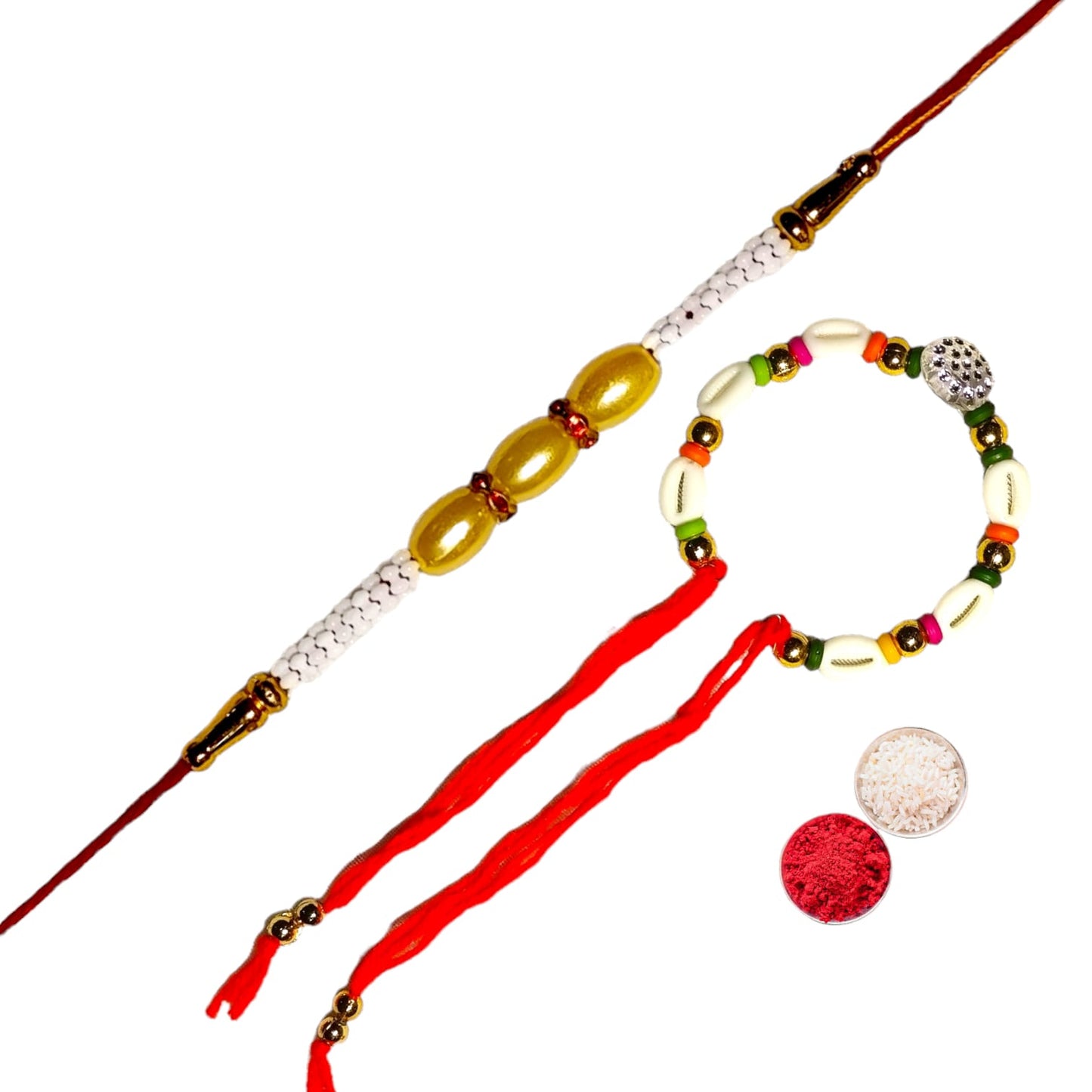 Zardosi Rakhi Set  (1 rakhi for brother , 1 rakhi for bhabhi)