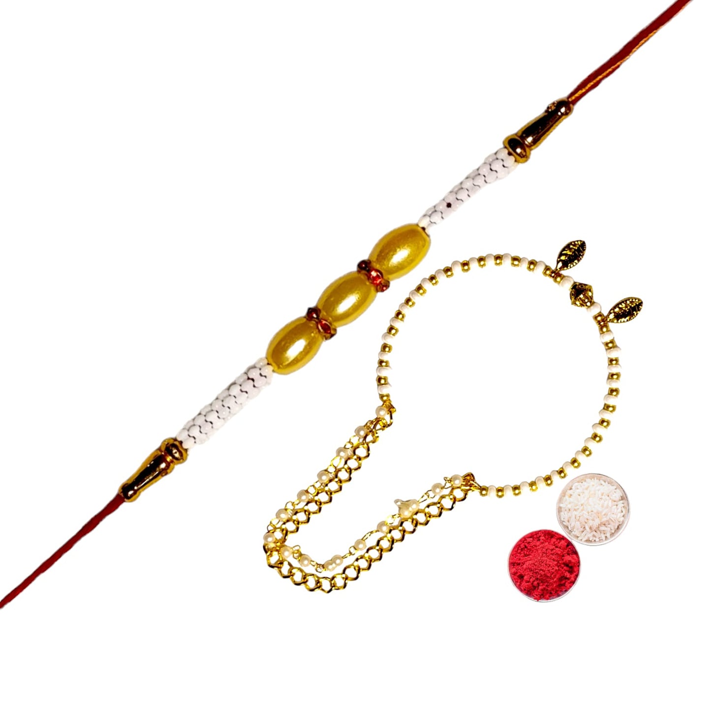 Bhaiya Bhabhi Zardosi Rakhi Set  (1 rakhi for brother , 1 rakhi for bhabhi)